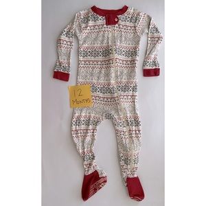Burt’s Bees Baby Toddler Winter Holiday Christmas Footed Pajamas Size 12 Months